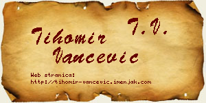 Tihomir Vančević vizit kartica
